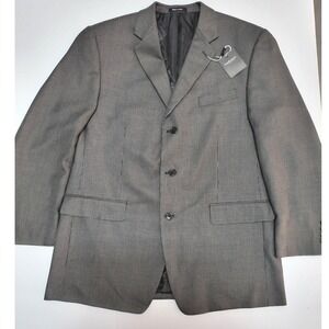 Van Heusen Blazer Suit Jacket Gray Patterned Business Career Size 42R